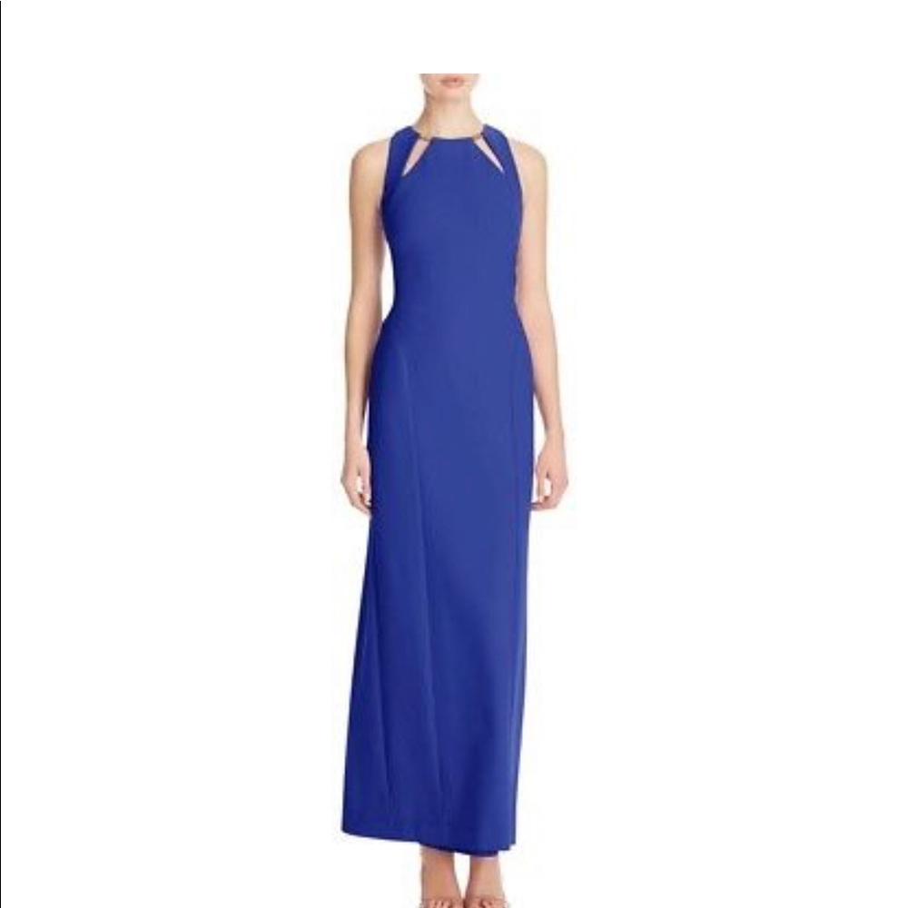 Nicole Miller Elegant Cutout Keyhole Gown, blue.
